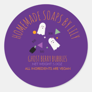 Cute Ghost Halloween Soap Homemade Business Classic Round Sticker