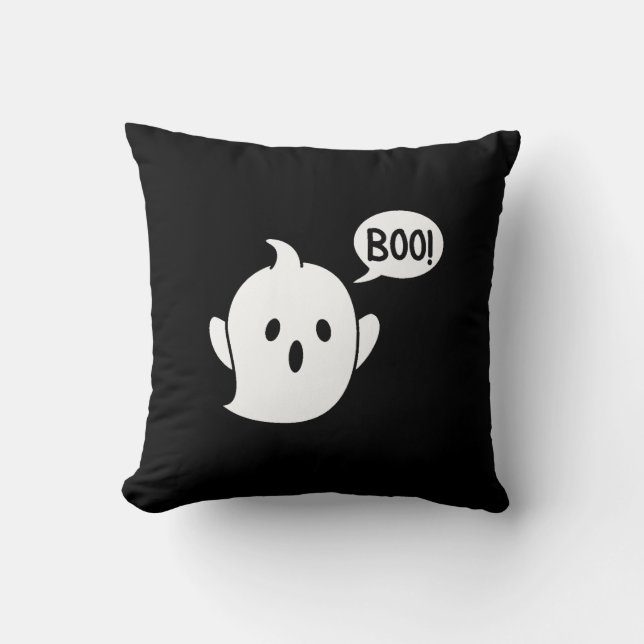 Cute Ghost Halloween Throw Pillow (Front)