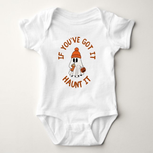Cute Ghost Halloween Tote with Pumpkin Spice Vibes Baby Bodysuit (Front)