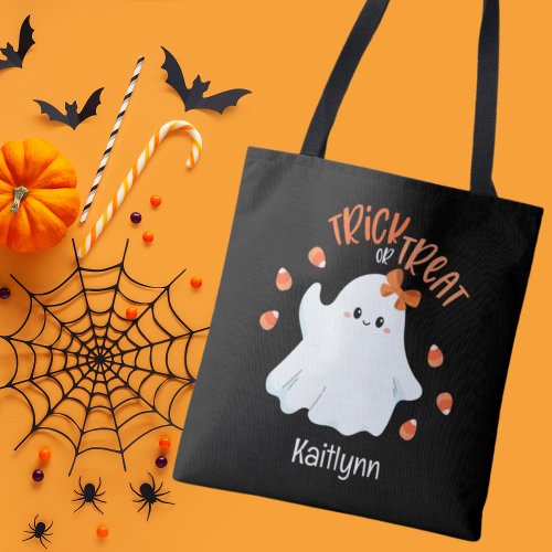 Cute Ghost Halloween Trick or Treat Tote Bag