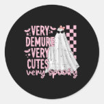 Cute Ghost Halloween Very Demure Very Cutesy Very  Classic Round Sticker