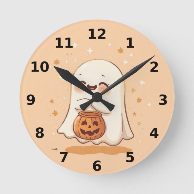 Cute Ghost Halloween Wall Clock  (Front)