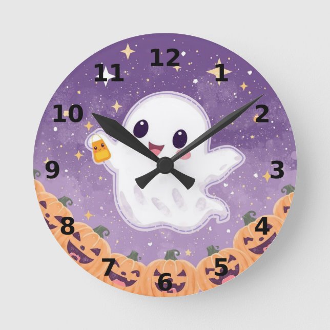 Cute Ghost Halloween Wall Clock ⏰🎃 (Front)
