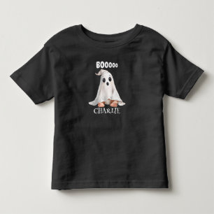 Cute Ghost Halloween with Boo Text Personalized Toddler T-shirt