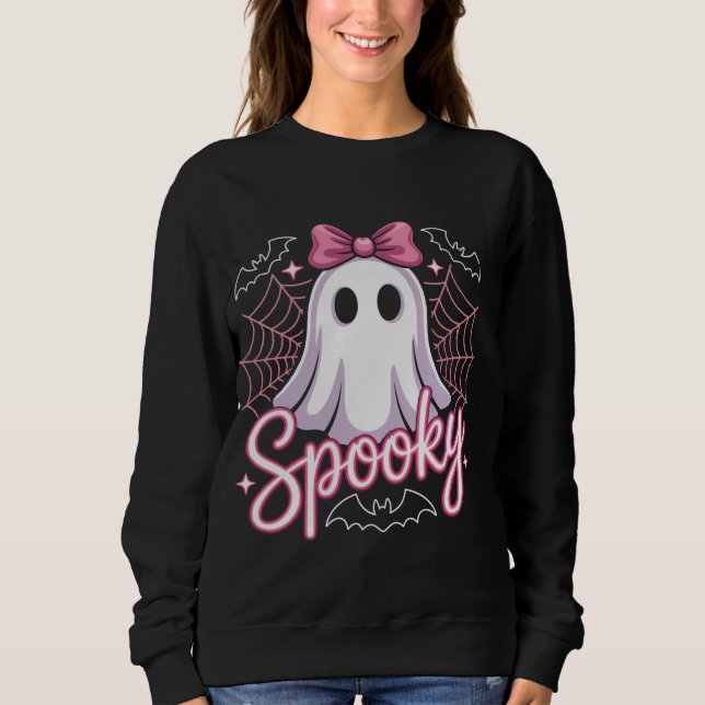 Cute Ghost Halloween Women Aesthetic Pastel Kawaii Sweatshirt (Front)