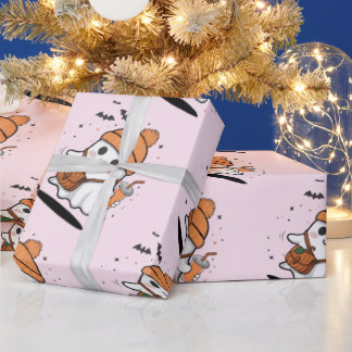 Cute ghost halloween wrapping paper