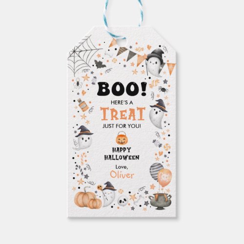 Cute Ghost Happy Halloween Birthday Party Treat Gift Tags