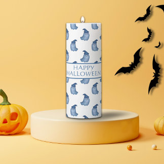 Cute Ghost Happy Halloween Custom  Pillar Candle