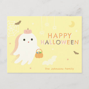 Cute Ghost Happy Halloween Holiday Postcard