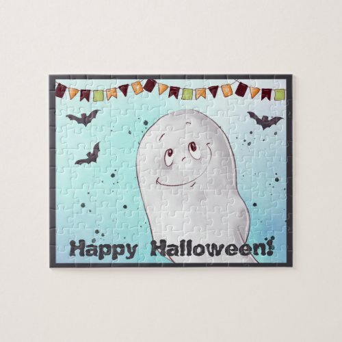 Cute Ghost Happy Halloween Jigsaw Puzzle