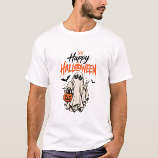 Cute Ghost Happy Halloween Pumpkin Tee