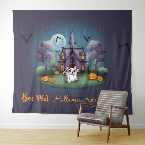 Cute ghost Haunted House Backdrop Halloween