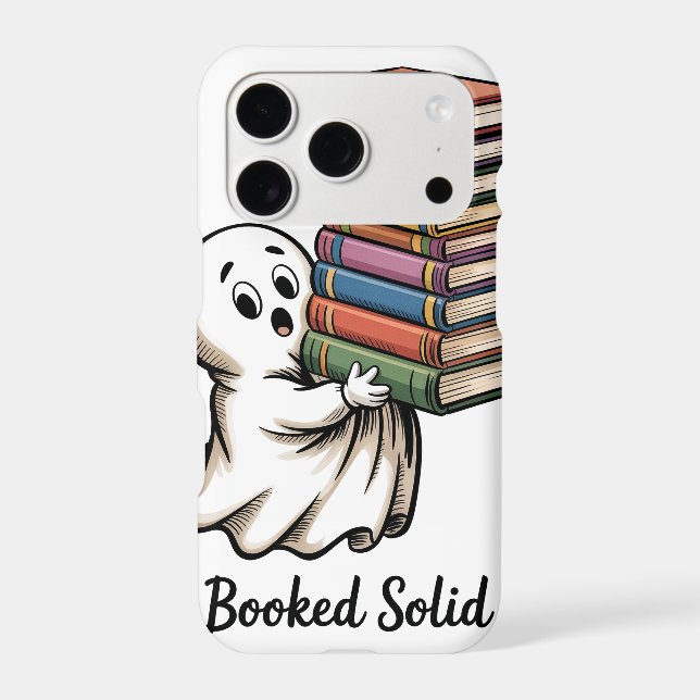 Cute Ghost Holding a Tall Stack of Books  Iphone Case (Back)