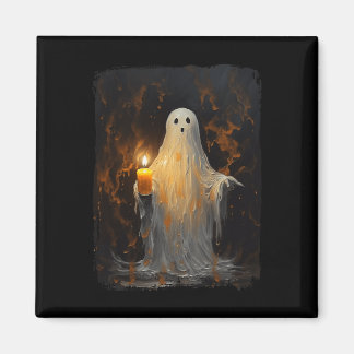 Cute Ghost Holding Candle Fun Halloween Gothic Vin Magnet