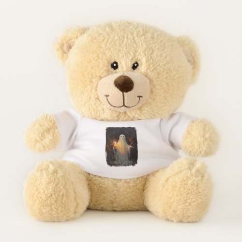 Cute Ghost Holding Candle Funny Halloween Gothic V Teddy Bear