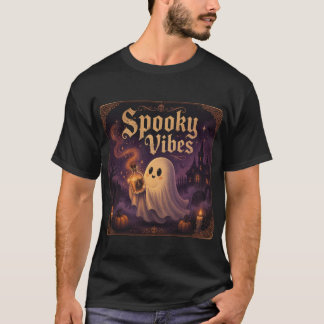 Cute Ghost Holding Lantern Halloween Tee. T-Shirt