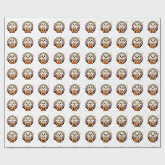 Cute Ghost Holding Pumpkin Candy Bucket Retro Hall Wrapping Paper