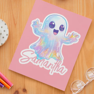 Cute Ghost Holographic Look Halloween Custom Sticker