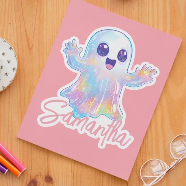 Cute Ghost Holographic Look Halloween Custom Sticker (Creator Uploaded)