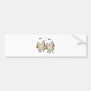 Cute Ghost Horses Halloween Trick or Treat Bumper Sticker