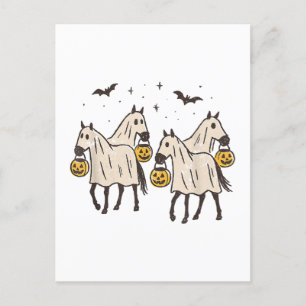 Cute Ghost Horses Halloween Trick or Treat Holiday Postcard