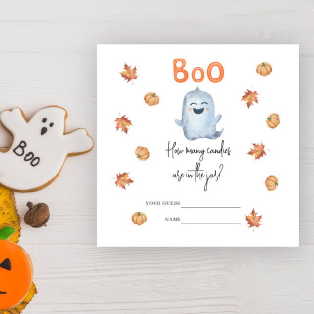 Cute ghost, How many candies baby shower game Enclosure Card (Creator Uploaded)