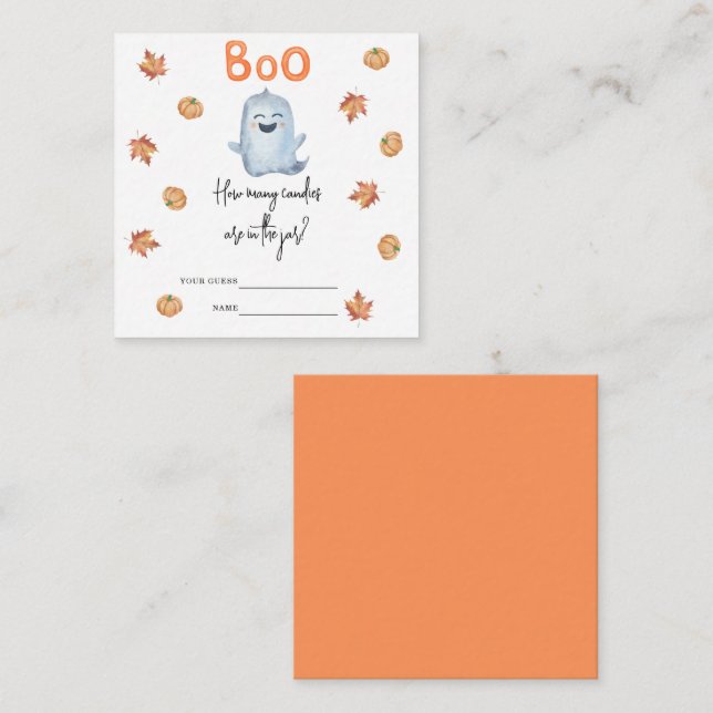 Cute ghost, How many candies baby shower game Enclosure Card (Front/Back)