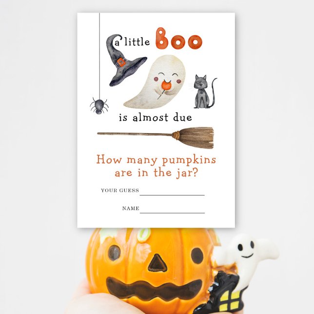 Cute ghost, How many pumpkins baby shower game Enclosure Card (Creator Uploaded)