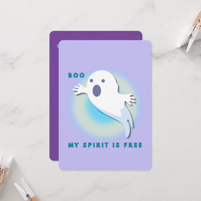 Cute Ghost – I Remember Who I Am Invitation (Front/Back In Situ)