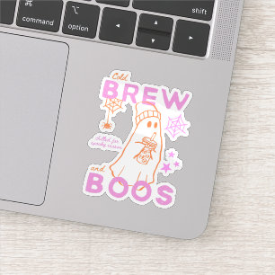 Cute Ghost Iced Coffee Cold Brew And Boos Graphic Sticker