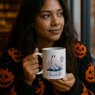 Cute Ghost in Bushes Name Halloween Coffee Mug