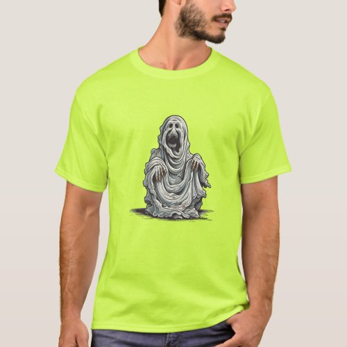 Cute Ghost in The Dark Night for T_Shirt
