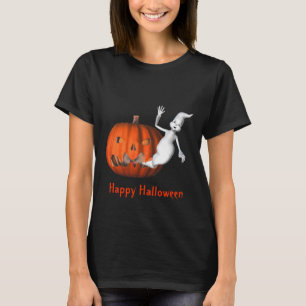 Cute Ghost Jack O Lantern Funny Halloween T-Shirt
