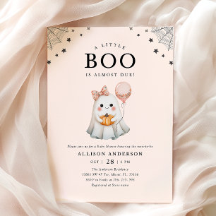 Cute Ghost Little Boo Halloween Baby Shower Invitation