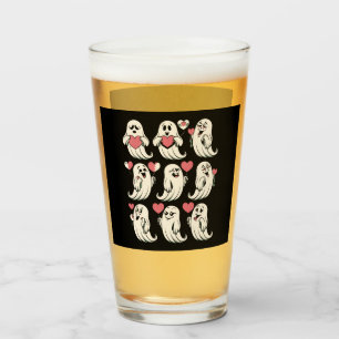 Cute Ghost Lover Heart Valentines Day Funny Couple Glass