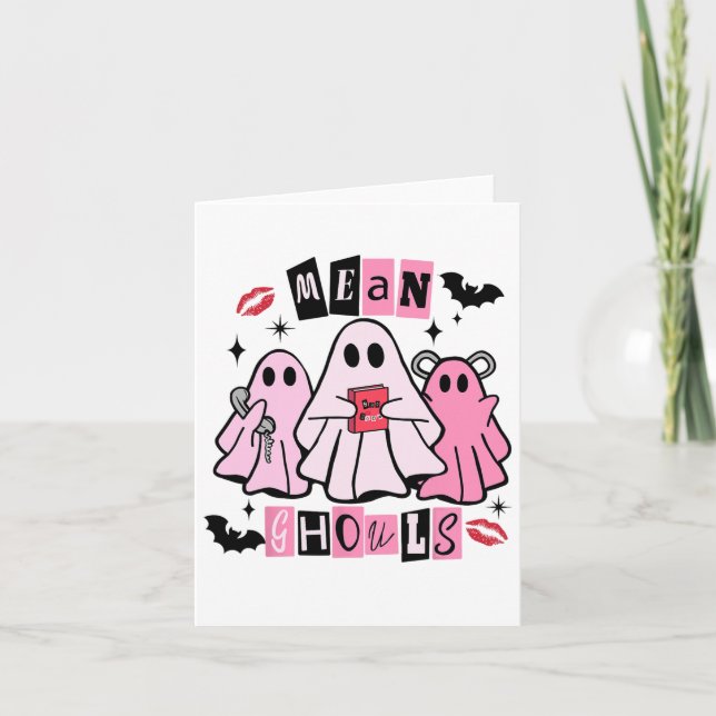 Cute Ghost Mean Ghouls Funny Halloween Costume Spo Card (Front)