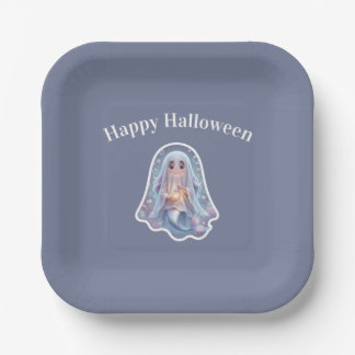 Cute Ghost Mermaid Paper Plates