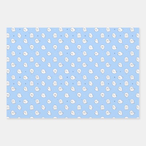 Cute Ghost Multi colour Pattern Wrapping Paper Sheets