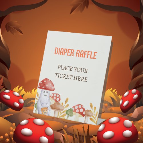 Cute Ghost Mushroom Halloween Diaper Raffle  Pedestal Sign