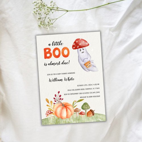 Cute Ghost Mushroom Halloween Fall Baby Shower Invitation