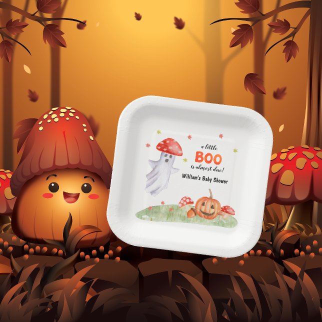 Cute Ghost Mushroom Halloween Fall Baby Shower Paper Plates (Cute Ghost Mushroom Halloween Fall Baby Shower Paper Plates)