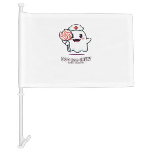 Cute Ghost Nurse Boo Boo Crew Halloween Classic T- Car Flag
