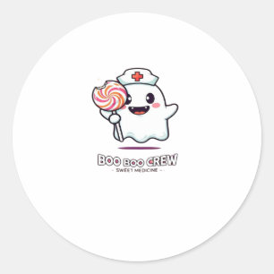 Cute Ghost Nurse Boo Boo Crew Halloween Classic T- Classic Round Sticker