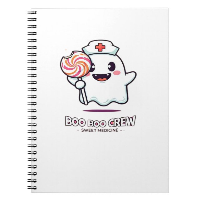 Cute Ghost Nurse Boo Boo Crew Halloween Classic T- Notebook (Front)