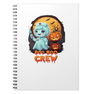 Cute Ghost Nurse - Boo Boo Crew Halloween Fun Clas Notebook