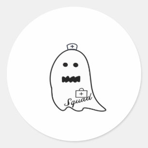Cute Ghost Nurse Halloween Hand drawn Hospital Sta Classic Round Sticker
