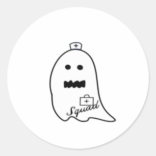 Cute Ghost Nurse Halloween Hand drawn Hospital Sta Classic Round Sticker