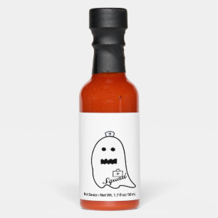 Cute Ghost Nurse Halloween Hand drawn Hospital Sta Hot Sauces