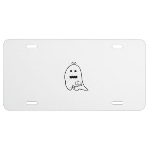 Cute Ghost Nurse Halloween Hand drawn Hospital Sta License Plate
