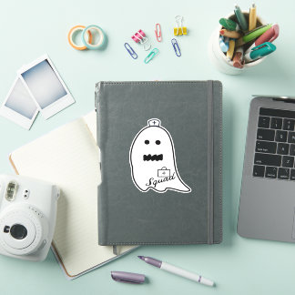 Cute Ghost Nurse Halloween Hand drawn Hospital Sta Sticker